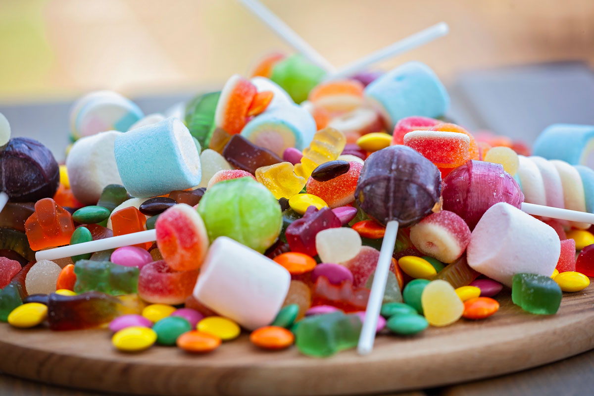 Sweet candies and marshmallows