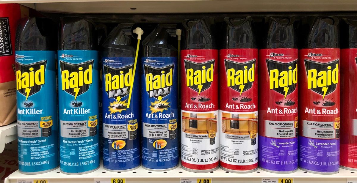 Cans of raid products on the shelve