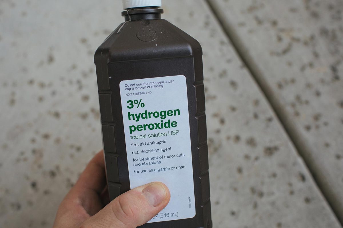 Hydrogen peroxide in a brown bottle