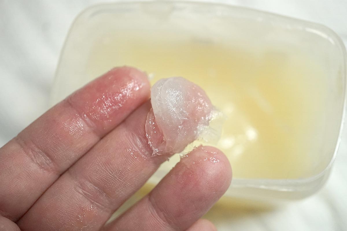 Petroleum jelly on finger