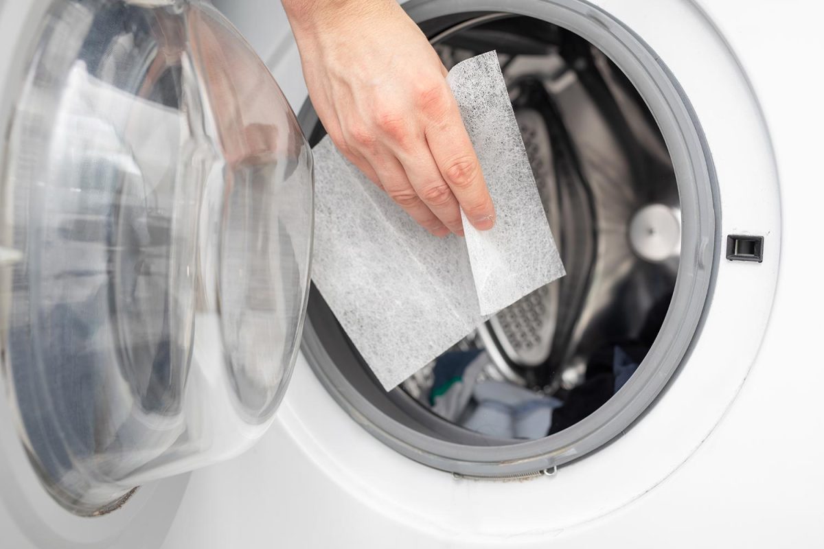 Soft your laundry by droping dryer sheets into your dryer or washing mashine by hand